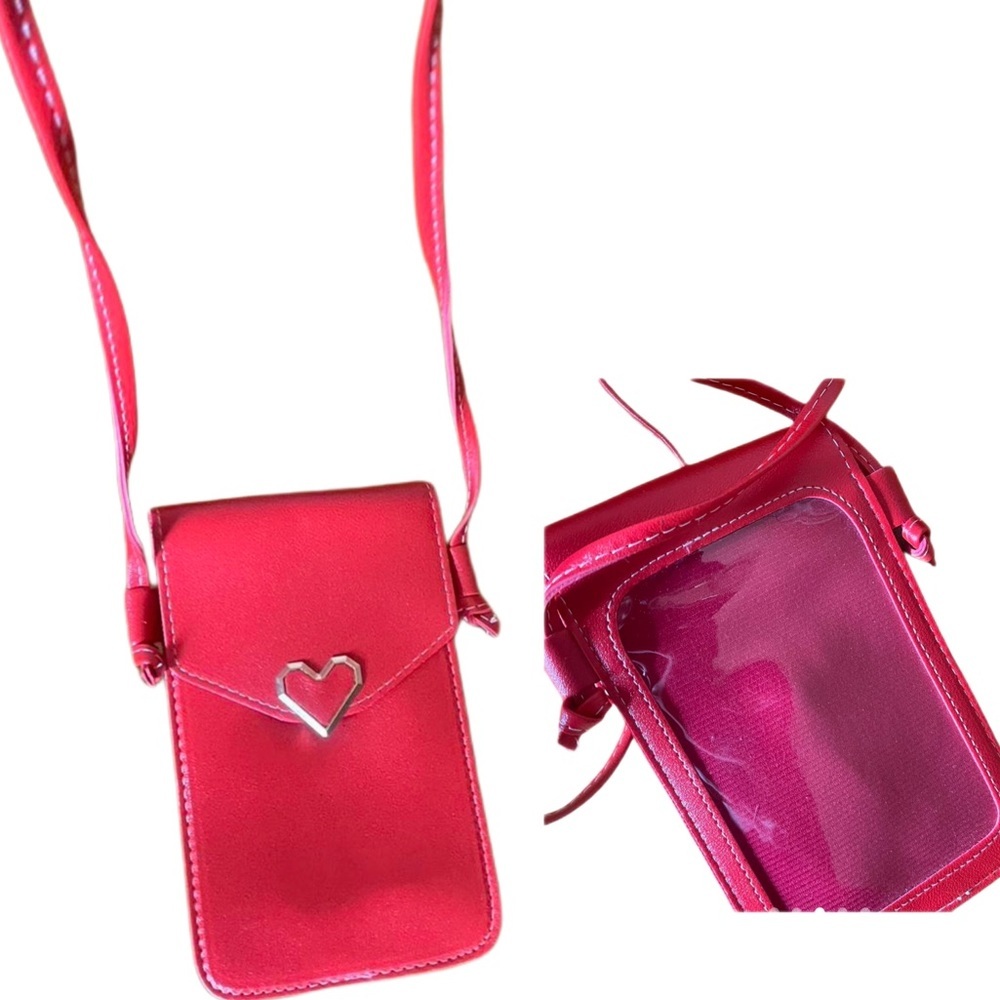 New crossbody red heart iPhone plus bag purse small festival bag vegan concert